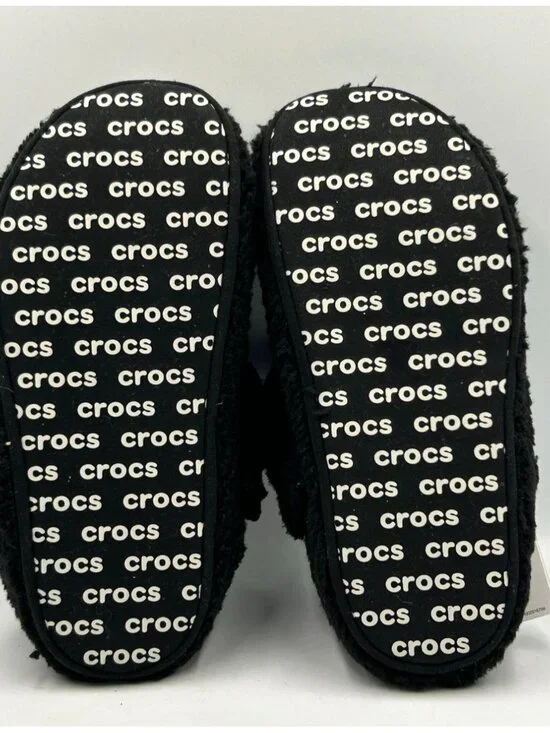 NWT Crocs Men's Classic Black Fleece Cozzzy Fuzzy Slippers Size 8 3290 - Picture 4 of 15